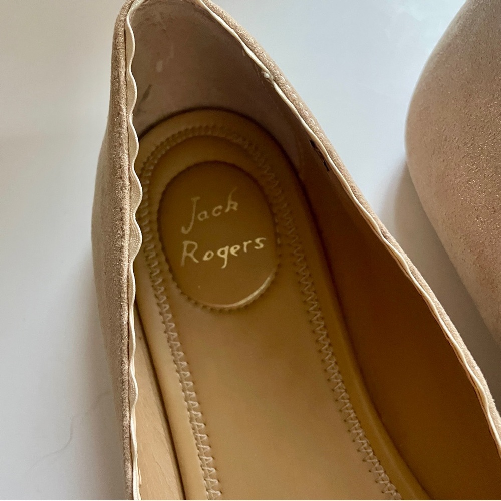 Jack Rogers Gold Nude Tan Knot Bow Ballet Flats Scalloped Edge 8.5 Balletcore - Picture 3 of 10